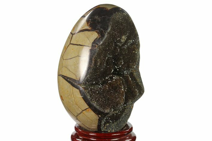 Septarian Dragon Egg Geode - Black Crystals #137950